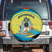 Bahamas Flag Spare Tire Cover with National Coat of Arms and Sea Turtle Design - Wonder Print Shop
