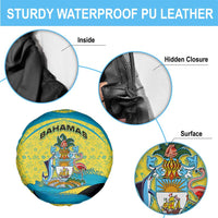 Bahamas Flag Spare Tire Cover with National Coat of Arms and Sea Turtle Design - Wonder Print Shop