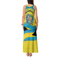 Bahamas Flag Tank Maxi Dress with National Coat of Arms and Sea Turtle Design - Wonder Print Shop