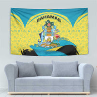 Bahamas Flag Tapestry with National Coat of Arms and Sea Turtle Design - Wonder Print Shop