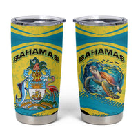 Bahamas Flag Tumbler Cup with National Coat of Arms and Sea Turtle Design - Wonder Print Shop