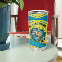 Bahamas Flag Tumbler Cup with National Coat of Arms and Sea Turtle Design - Wonder Print Shop