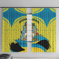 Bahamas Flag Window Curtain with National Coat of Arms and Sea Turtle Design - Wonder Print Shop