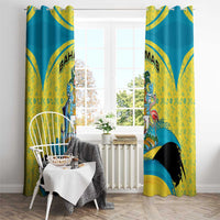 Bahamas Flag Window Curtain with National Coat of Arms and Sea Turtle Design - Wonder Print Shop