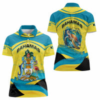 Bahamas Flag Women Polo Shirt with National Coat of Arms and Sea Turtle Design - Wonder Print Shop