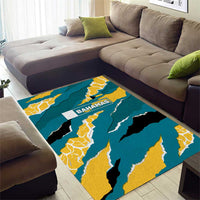 Bahamas Area Rug with National Coat of Arms Teal Yellow Ocean Wave Spirit