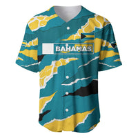 Bahamas Baseball Jersey with National Coat of Arms Teal Yellow Ocean Wave Spirit