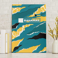 Bahamas Canvas Wall Art with National Coat of Arms Teal Yellow Ocean Wave Spirit