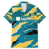 Bahamas Family Matching Mermaid Dress and Hawaiian Shirt with National Coat of Arms Teal Yellow Ocean Wave Spirit