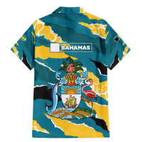 Bahamas Family Matching Mermaid Dress and Hawaiian Shirt with National Coat of Arms Teal Yellow Ocean Wave Spirit