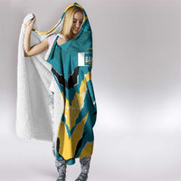 Bahamas Hooded Blanket with National Coat of Arms Teal Yellow Ocean Wave Spirit