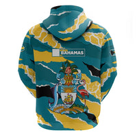 Bahamas Hoodie with National Coat of Arms Teal Yellow Ocean Wave Spirit