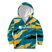 Bahamas Kid Hoodie with National Coat of Arms Teal Yellow Ocean Wave Spirit