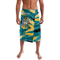 Bahamas Lavalava with National Coat of Arms Teal Yellow Ocean Wave Spirit