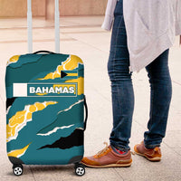 Bahamas Luggage Cover with National Coat of Arms Teal Yellow Ocean Wave Spirit