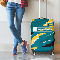 Bahamas Luggage Cover with National Coat of Arms Teal Yellow Ocean Wave Spirit