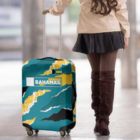 Bahamas Luggage Cover with National Coat of Arms Teal Yellow Ocean Wave Spirit