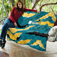 Bahamas Quilt with National Coat of Arms Teal Yellow Ocean Wave Spirit
