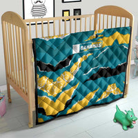 Bahamas Quilt with National Coat of Arms Teal Yellow Ocean Wave Spirit