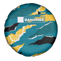 Bahamas Spare Tire Cover with National Coat of Arms Teal Yellow Ocean Wave Spirit
