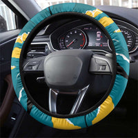 Bahamas Steering Wheel Cover with National Coat of Arms Teal Yellow Ocean Wave Spirit