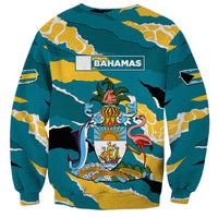 Bahamas Sweatshirt with National Coat of Arms Teal Yellow Ocean Wave Spirit