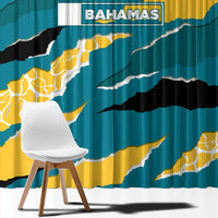 Bahamas Window Curtain with National Coat of Arms Teal Yellow Ocean Wave Spirit