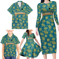 Bahamas Family Matching Long Sleeve Bodycon Dress and Hawaiian Shirt with Tropical Beach Sunset Palm Tree Ocean Spirit