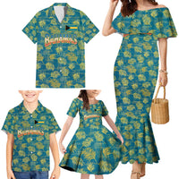 Bahamas Family Matching Mermaid Dress and Hawaiian Shirt with Tropical Beach Sunset Palm Tree Ocean Spirit