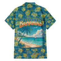 Bahamas Family Matching Off The Shoulder Long Sleeve Dress and Hawaiian Shirt with Tropical Beach Sunset Palm Tree Ocean Spirit