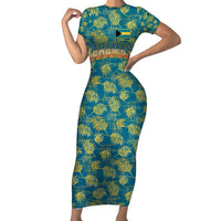 Bahamas Family Matching Short Sleeve Bodycon Dress and Hawaiian Shirt with Tropical Beach Sunset Palm Tree Ocean Spirit