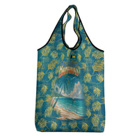 Bahamas Grocery Bag with Tropical Beach Sunset Palm Tree Ocean Spirit