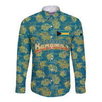 Bahamas Long Sleeve Button Shirt with Tropical Beach Sunset Palm Tree Ocean Spirit