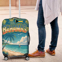Bahamas Luggage Cover with Tropical Beach Sunset Palm Tree Ocean Spirit