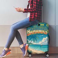 Bahamas Luggage Cover with Tropical Beach Sunset Palm Tree Ocean Spirit