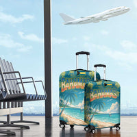 Bahamas Luggage Cover with Tropical Beach Sunset Palm Tree Ocean Spirit