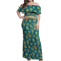 Bahamas Off Shoulder Maxi Dress with Tropical Beach Sunset Palm Tree Ocean Spirit