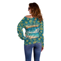 Bahamas Off Shoulder Sweater with Tropical Beach Sunset Palm Tree Ocean Spirit