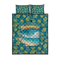 Bahamas Quilt Bed Set with Tropical Beach Sunset Palm Tree Ocean Spirit
