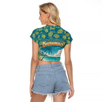 Bahamas Raglan Cropped T Shirt with Tropical Beach Sunset Palm Tree Ocean Spirit