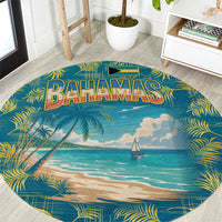 Bahamas Round Carpet with Tropical Beach Sunset Palm Tree Ocean Spirit