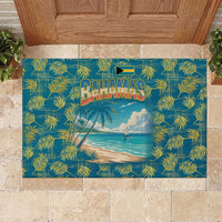 Bahamas Rubber Doormat with Tropical Beach Sunset Palm Tree Ocean Spirit