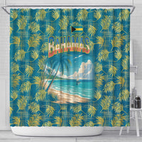 Bahamas Shower Curtain with Tropical Beach Sunset Palm Tree Ocean Spirit