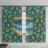 Bahamas Window Curtain with Tropical Beach Sunset Palm Tree Ocean Spirit