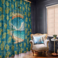 Bahamas Window Curtain with Tropical Beach Sunset Palm Tree Ocean Spirit