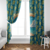 Bahamas Window Curtain with Tropical Beach Sunset Palm Tree Ocean Spirit