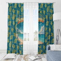 Bahamas Window Curtain with Tropical Beach Sunset Palm Tree Ocean Spirit