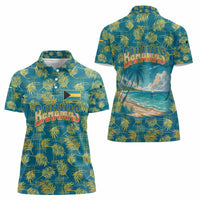 Bahamas Women Polo Shirt with Tropical Beach Sunset Palm Tree Ocean Spirit