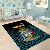 Bahamas Coat of Arms and Flag Area Rug with Blue Coral Pattern and Marlin Crest - Wonder Print Shop