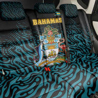 Bahamas Coat of Arms and Flag Back Car Seat Cover with Blue Coral Pattern and Marlin Crest - Wonder Print Shop